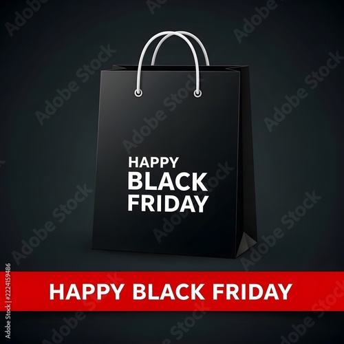Happy black friday shopping bag graphic