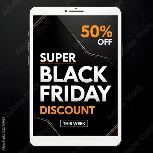 Tablet showing super black friday discount deal