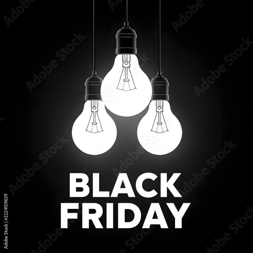 Three light bulbs black friday illustration