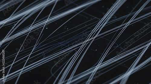 Abstract technology background with thin white digital lines on black