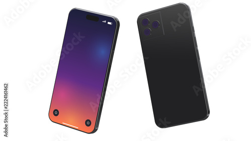 Isolated mobile phone mockup with no background