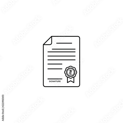 Signed document with official seal icon