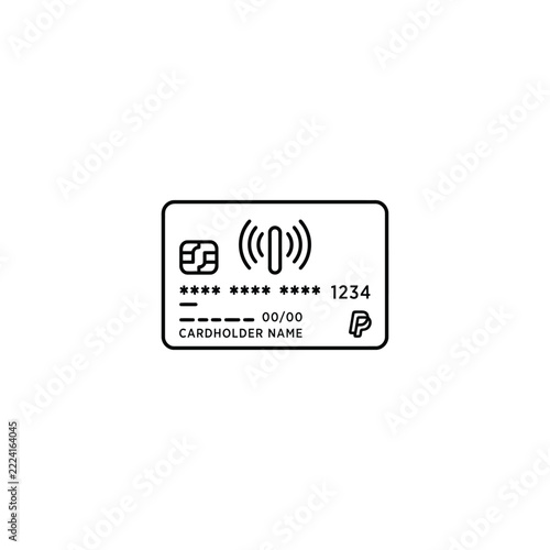Contactless payment card with rfid chip icon
