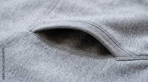 Close Up of Gray Knit Collar on Light Fabric Shirt