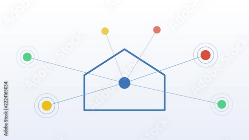 Connected sensors around a home outline, seamless loop