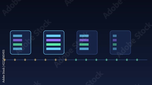 Records moving through the stages of a data pipeline, loop