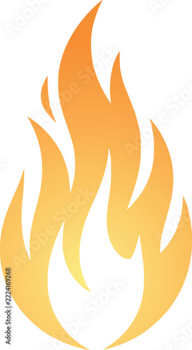 A fiery flame icon symbolizing heat, energy, combustion art