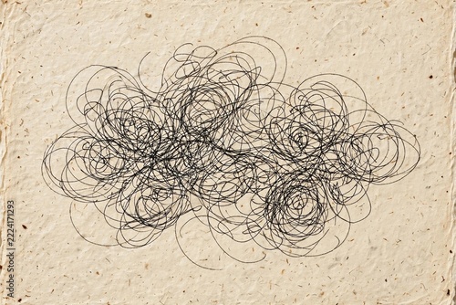 Black scribble lines texture on cream paper hand drawn abstract doodle