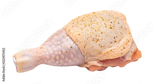 Raw Chicken Leg Quarter Isolated on a Transparent Background Ready for Cooking Preparation