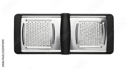 Top view of a professional dual-sided kitchen food grater isolated on a clean transparent background for culinary preparation tasks