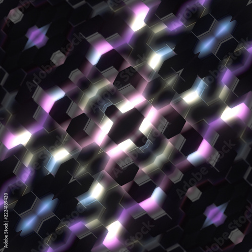 Abstract Neon Hexagon Pattern in Purple Tones