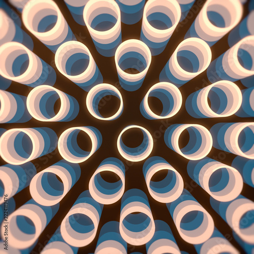 Retro Futuristic 3D Background Beige and Blue Circles
