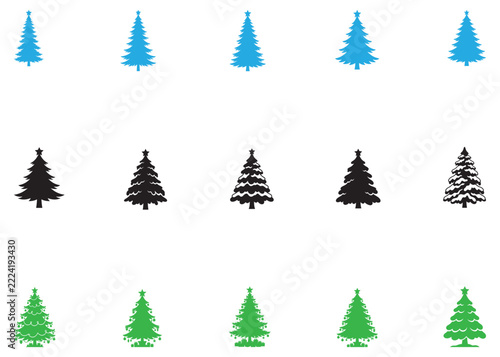Christmas Tree Icons Collection for Winter Holiday Designs