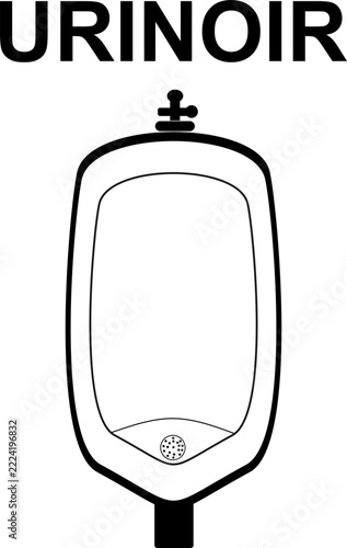 Urinal Icon Vector Line Art Illustration Isolated on White Background