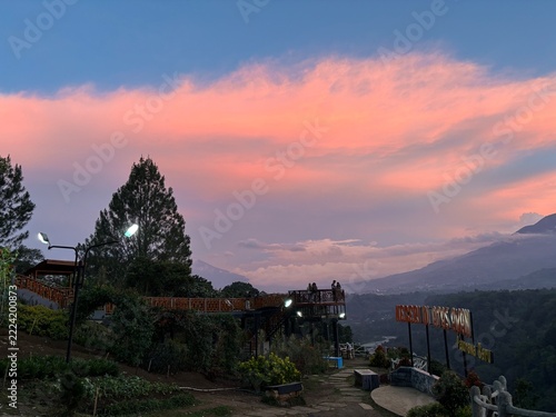 sunset in the mountains, the name of this tourist spot is  Taman Panorama Baru 