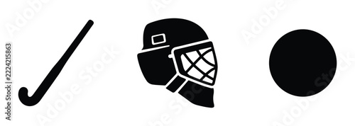 Canvas Print Hockey stick, mask and puck silhouettes set for sport, logo or sticker