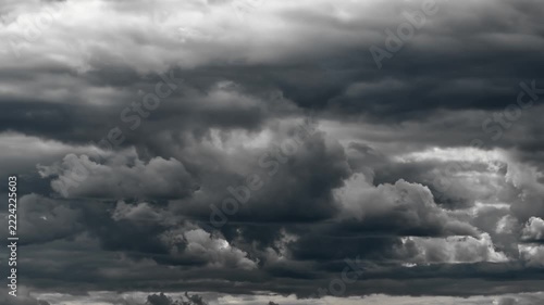Dramatic dark storm clouds background timelapse of nature showing heavy grey sky and moody atmosphere