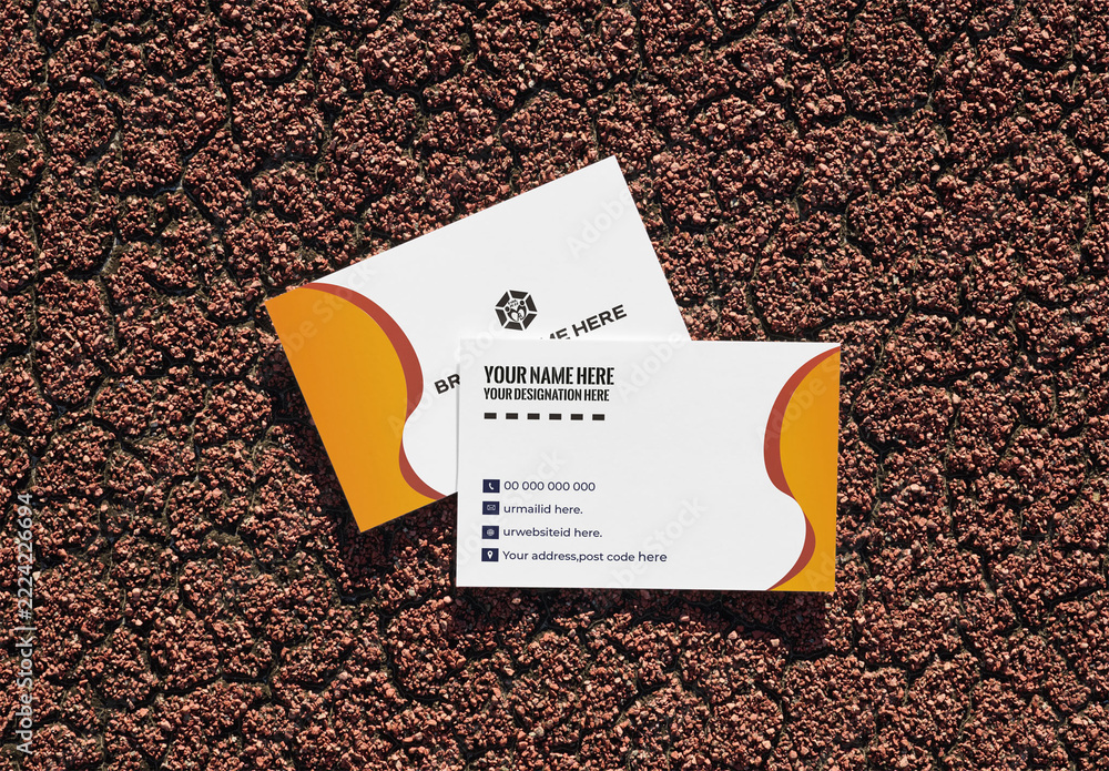 Europe Card Examples Mockup Template of Horizontal Business Cards on Running Track Stock ...