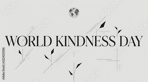World kindness day minimalist lettering and earth icon