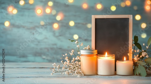 Warm decorative candles with ambient lighting.