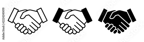 Handshake icons set with handshake symbols for partnership and agreement, business concept