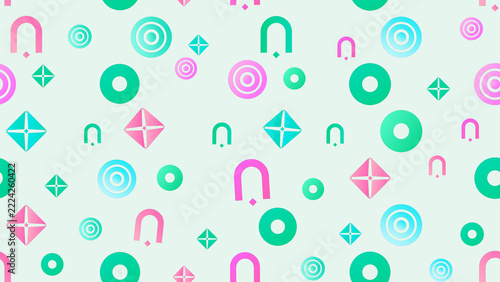 Seamless pattern of abstract geometric shapes with gradients