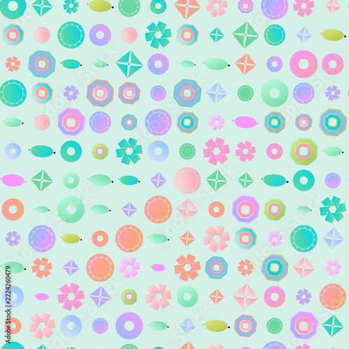 Seamless pattern of pastel gradient geometric shapes