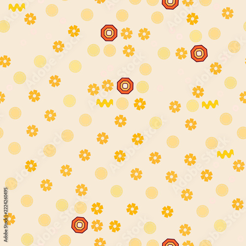 Seamless pattern of yellow and orange geometric shapes