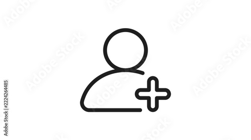 User icon with plus symbol, isolated on transparent background