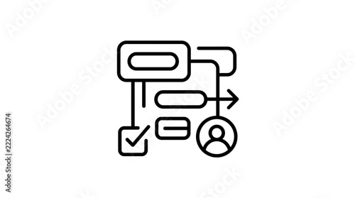 Flowchart process icon with person symbol, isolated on transparent background