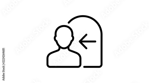 User Login Icon - Person Symbol with Arrow, Isolated on Transparent Background