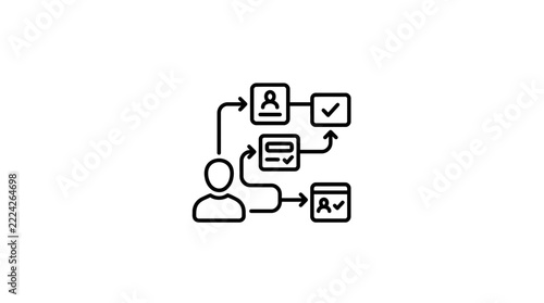 Workflow process flowchart icon isolated on transparent background, business steps