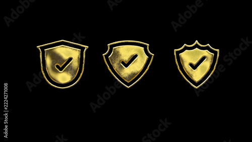 Shield shape symbol icon gold golden set