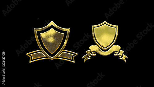 Shield shape symbol icon gold golden set