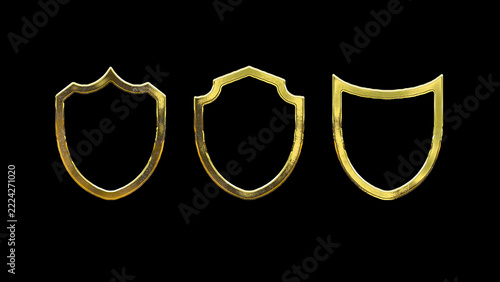 Shield shape symbol icon gold golden set