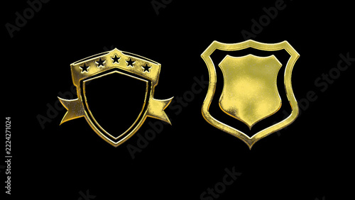 Shield shape symbol icon gold golden set