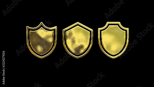 Shield shape symbol icon gold golden set