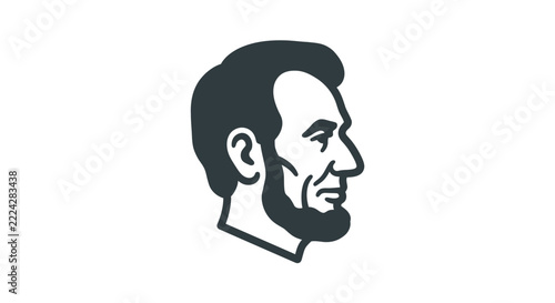 Minimalist vector illustration of Abraham Lincoln profile silhouette.