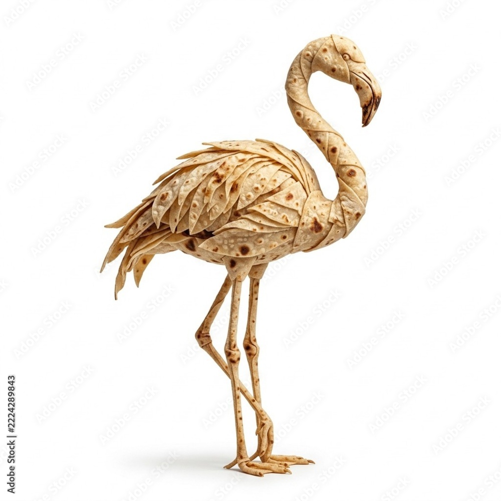 Naklejka premium 3.Flamingo Flatbread 3D Sculpture.
