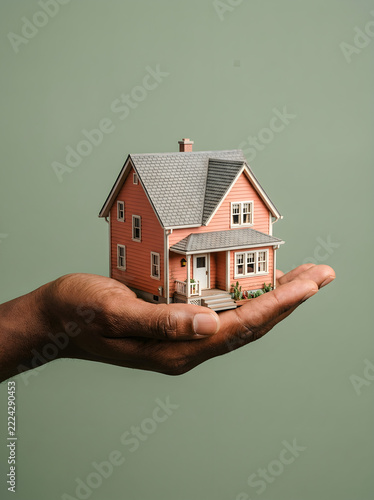 A Person Holding A Miniature Model House Representing Real Estate Ownership