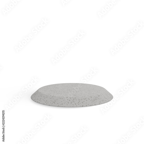 Round white stone with a textured surface isolated on a white background.