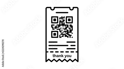 QR Code Receipt Icon Isolated on Transparent Background