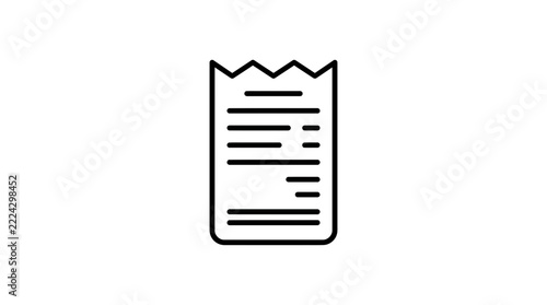 Isolated receipt icon on transparent background, paper bill, financial document