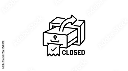 Document Shredder Icon with 'Closed' Sign, Isolated Transparent Background