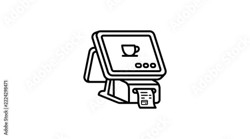 Self-service coffee kiosk icon, isolated on transparent background