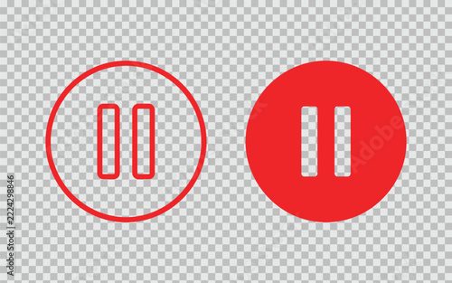 Modern pause button icon with red circle background Vector