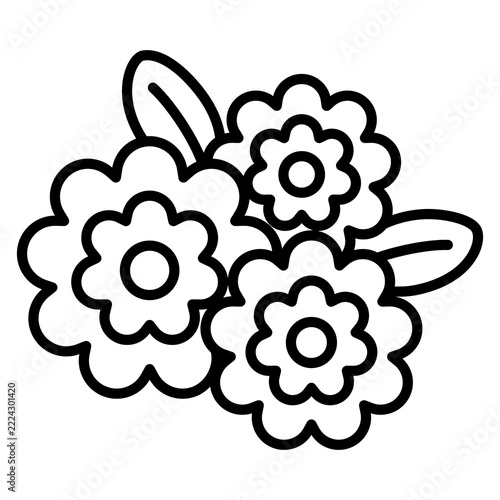 Cute Flowers Coloring Illustration
