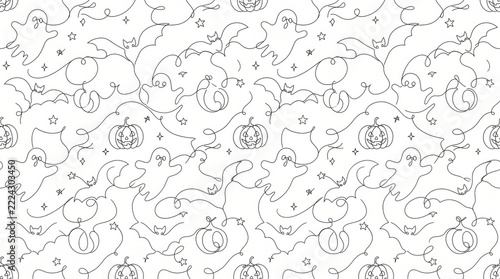 Halloween line art pattern