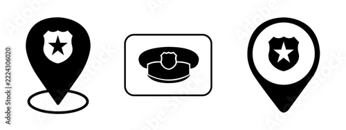 vector icon set of police locations