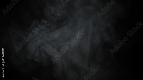 Abstract white smoke and fog cloud movement isolated on black background overlay